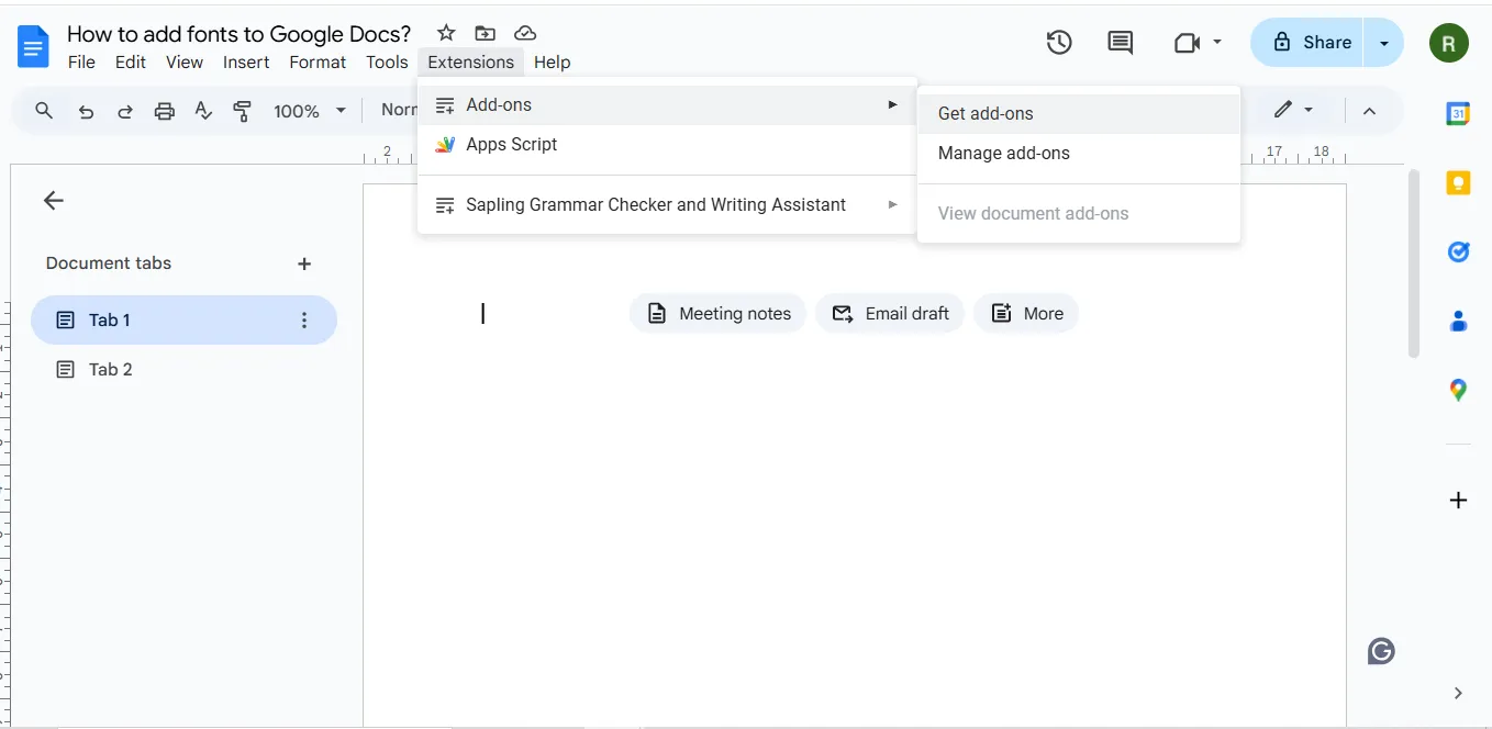 Instalando complementos para fontes adicionais