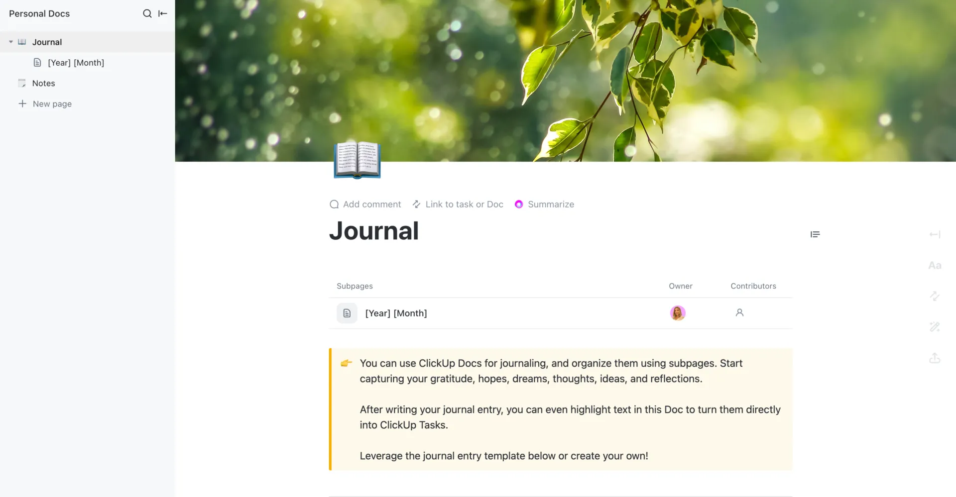 Plantilla de productividad personal de ClickUp.