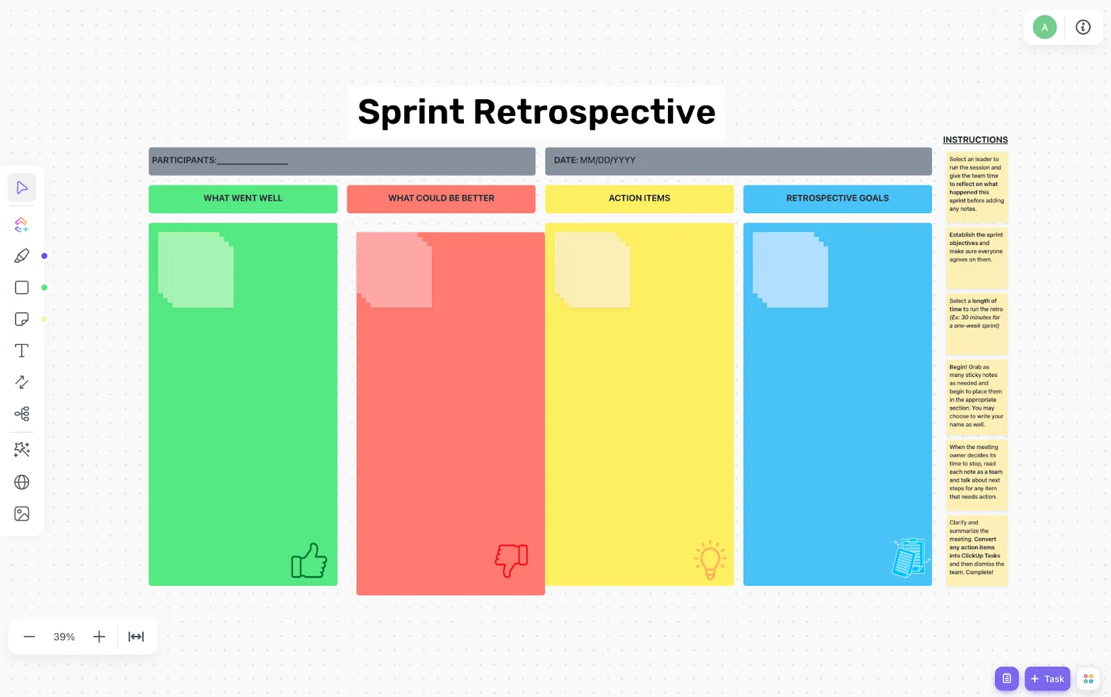 ClickUp Sprint Retrospective Brainstorming-Vorlage
