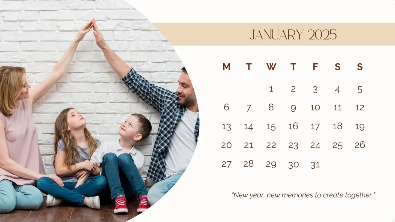 Template Kalender Pribadi Warna Cokelat dan Krim