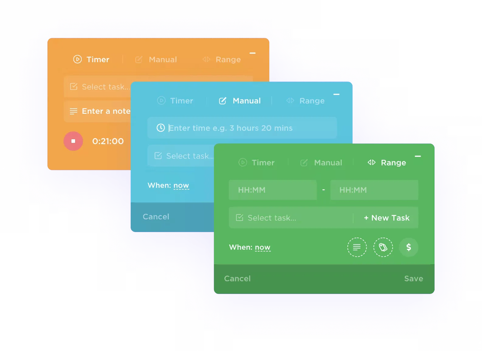 Función de control de tiempo de ClickUp para controlar el tiempo dedicado a cada tarea y priorizar las tareas.