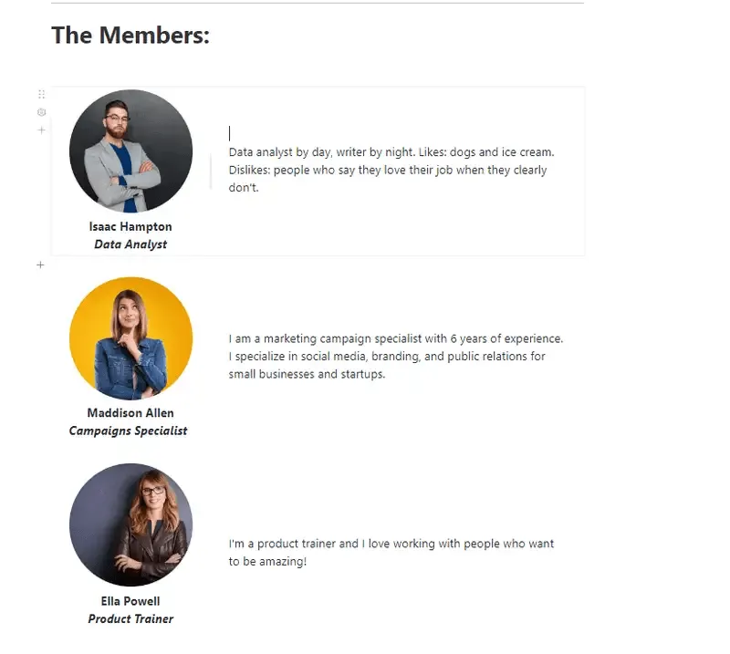 Créez une base de lancement positive pour vos projets grâce au modèle « Meet the Team » (Rencontrez l'équipe) de ClickUp.