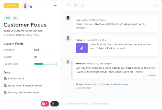 Software di project management per team remoti di ClickUp