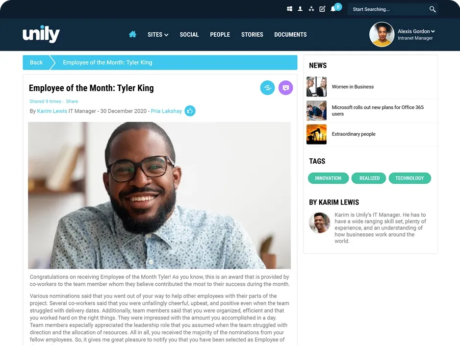 Unily: idee per i contenuti intranet