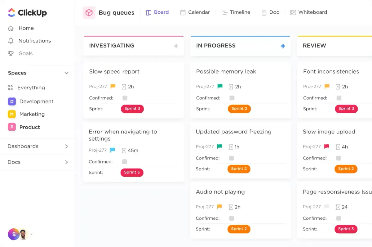 Tablero Kanban de ClickUp