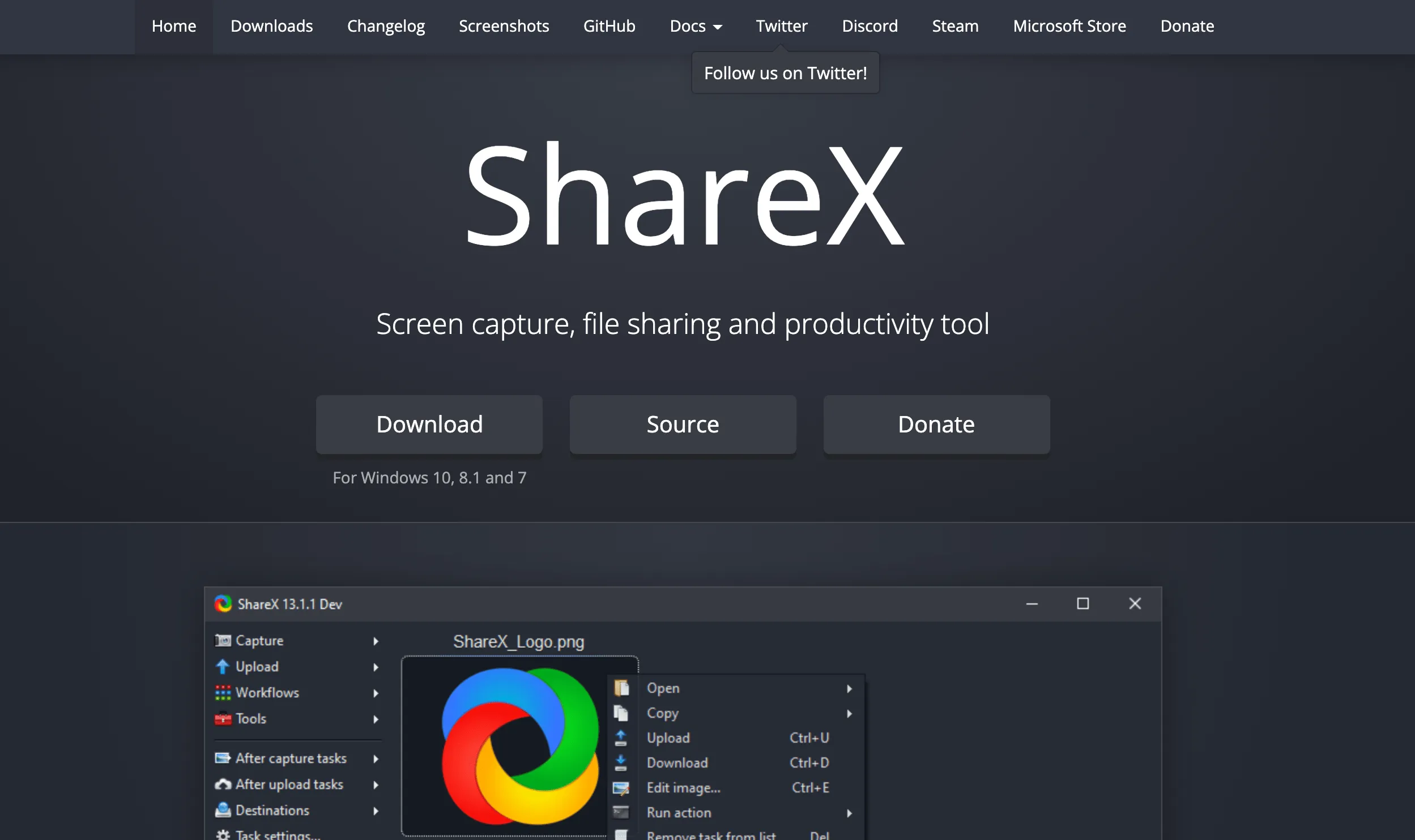 ShareX-Startseite
