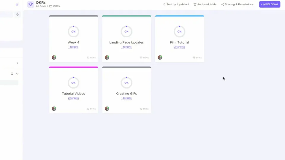 Metas do ClickUp para diferentes tipos de trabalhos remotos
