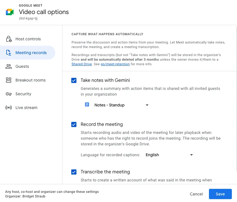 ตรวจสอบอีเมลของคุณเพื่อรับการแจ้งเตือน_ที่เก็บบันทึกการประชุม Google Meet