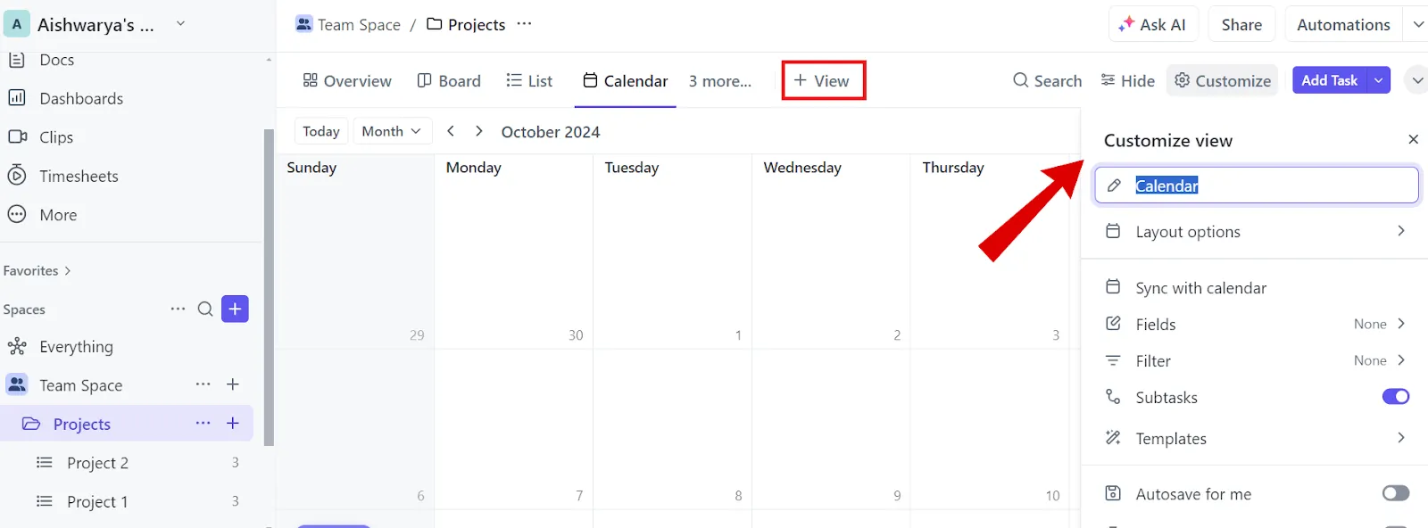 ClickUp-Workspace-Kalender