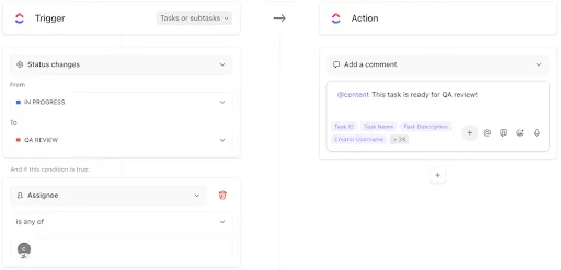 Automatice sus tareas diarias con ClickUp Automatización.