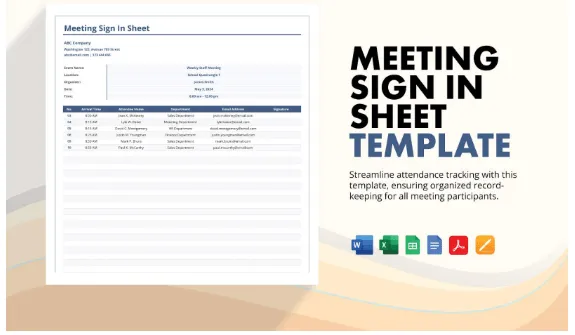 قالب ورقة التسجيل في Google Docs: قالب ورقة تسجيل الدخول إلى الاجتماعات من Template.net