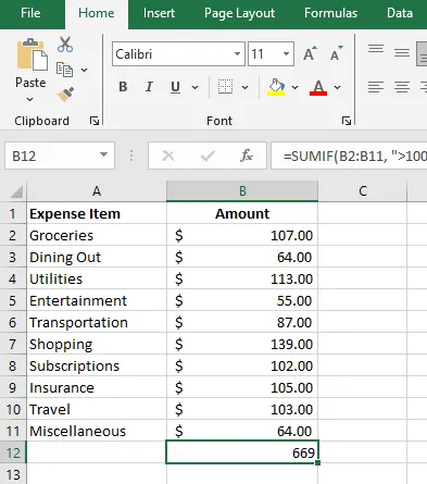 Koşullu toplama [SUMIF]: Excel hile sayfası