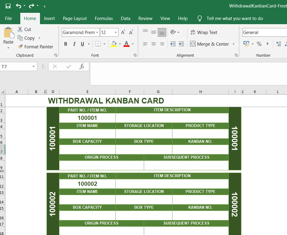Bacheca Kanban di prelievo
