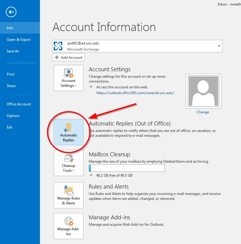 Einstellung automatischer Antworten in Microsoft Outlook