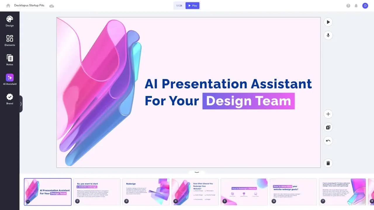 Decktopus: ideal para presentaciones rápidas generadas por IA.