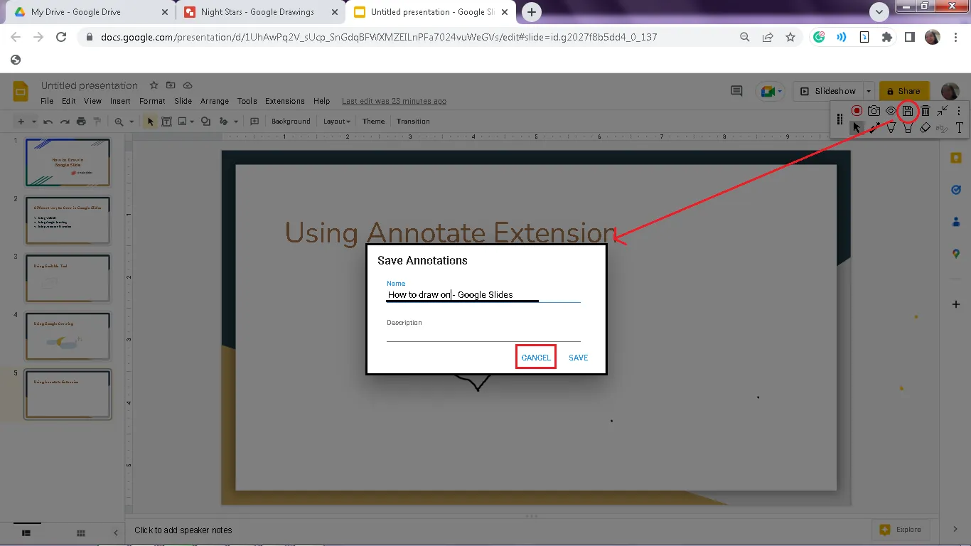 Comment dessiner dans Google Slides : enregistrer des annotations