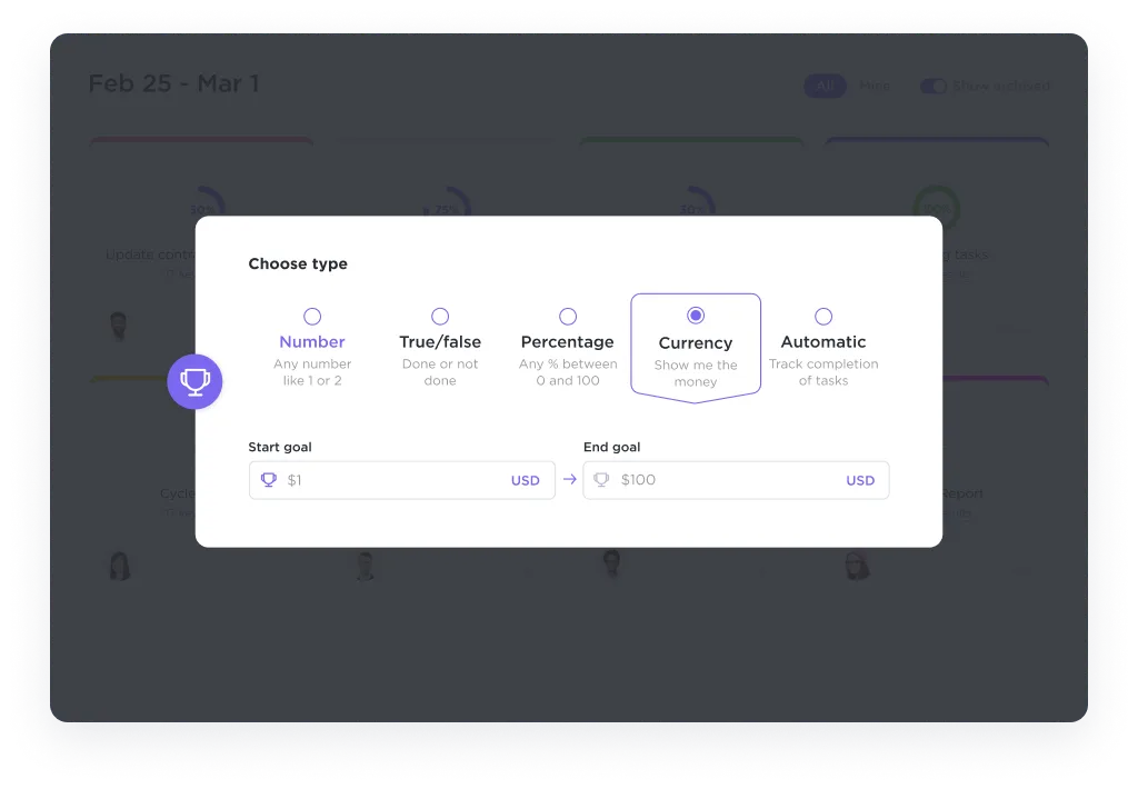 Objectifs dans ClickUp