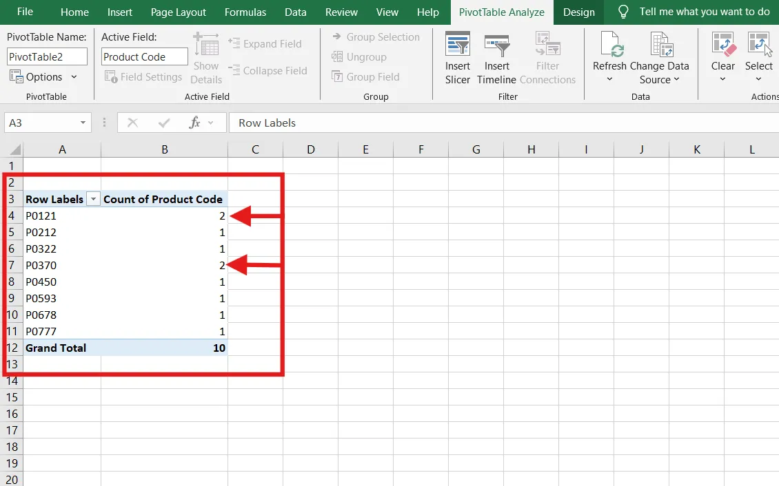 วิเคราะห์จำนวน - วิธีค้นหาข้อมูลซ้ำใน Excel