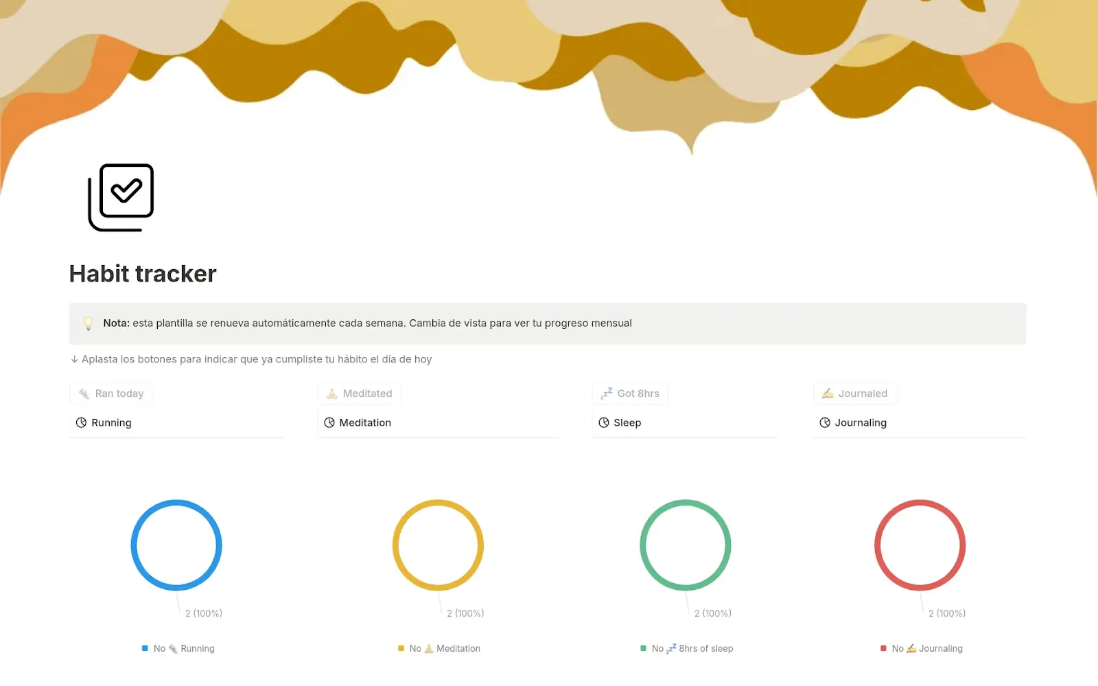 กราฟิกติดตามนิสัยด้วยภาพผ่าน Notion - แม่แบบติดตามนิสัยใน Notion