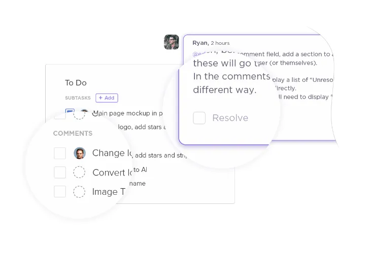 Atribua tarefas que exigem ação aos membros da equipe por meio dos comentários atribuídos do ClickUp.