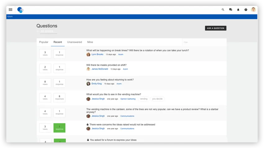 Sessioni di domande e risposte sulla leadership: idee per i contenuti della intranet