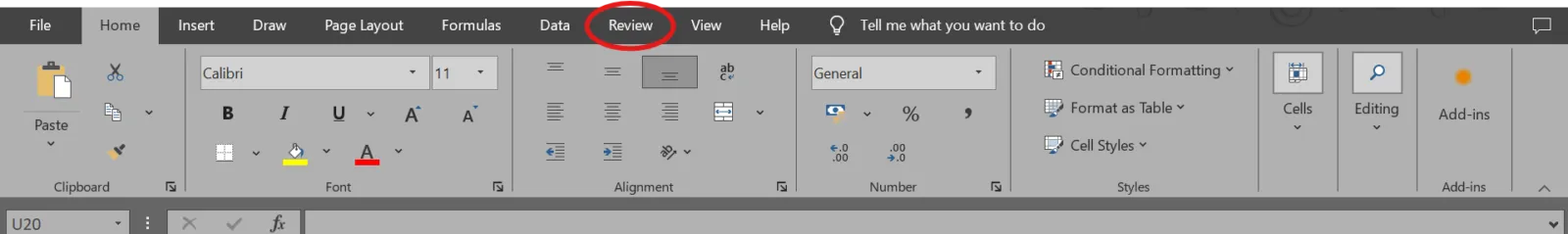 Excel с раздела „Преглед“