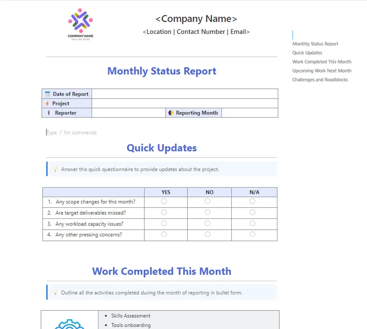 Suivez l'avancement des projets de votre entreprise grâce au modèle de rapport mensuel sur l'état d'avancement des activités de ClickUp