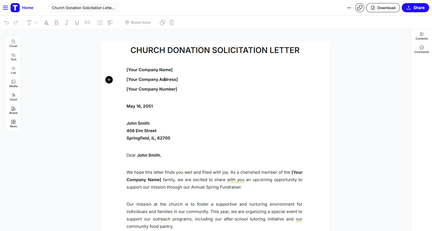 Vorlage für Spendenaufrufe von Kirchen von Template.Net