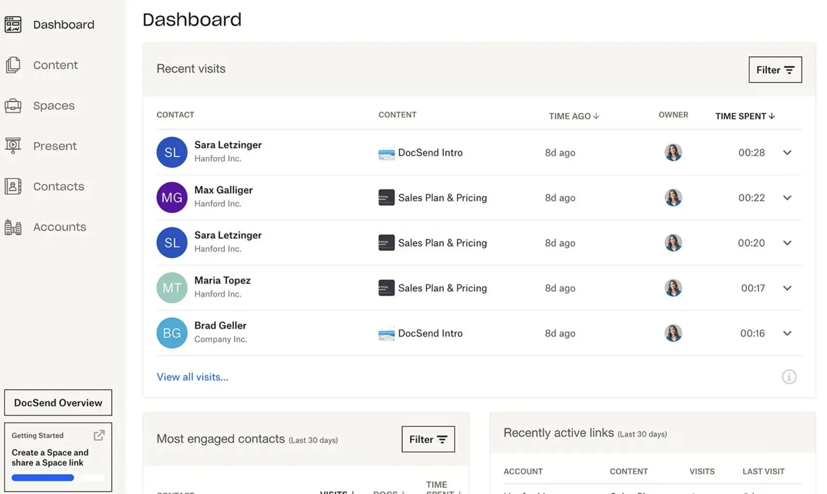 Painel do Dropbox