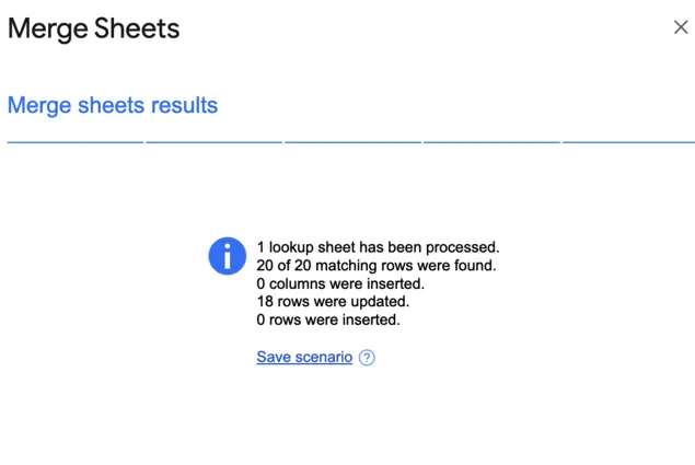 Langkah 6 untuk menggunakan add-on 'Merge Sheets' di Google Sheets
