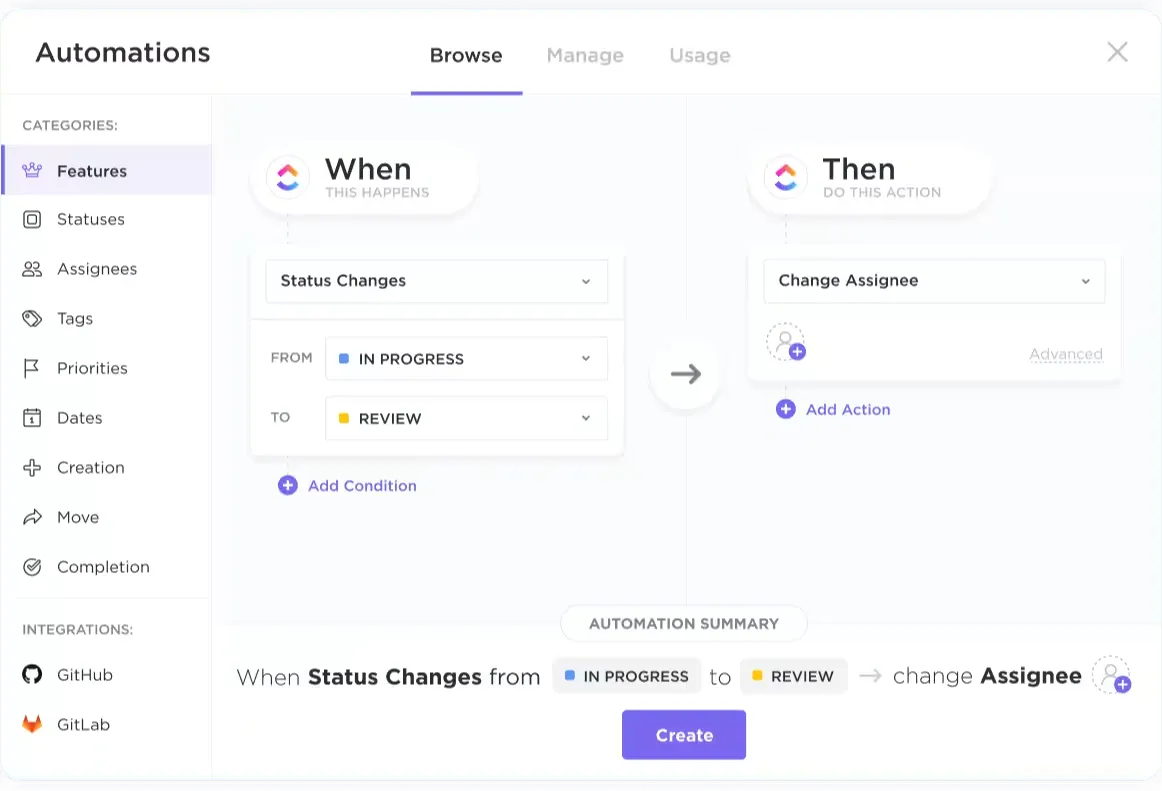 Automações do ClickUp:  Como criar um banco de dados no Notion