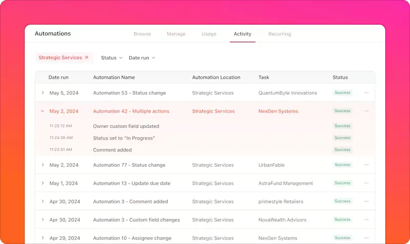 Állítson be élő leadkövetést és feltételes feladatdelegálást a ClickUp Automations segítségével.