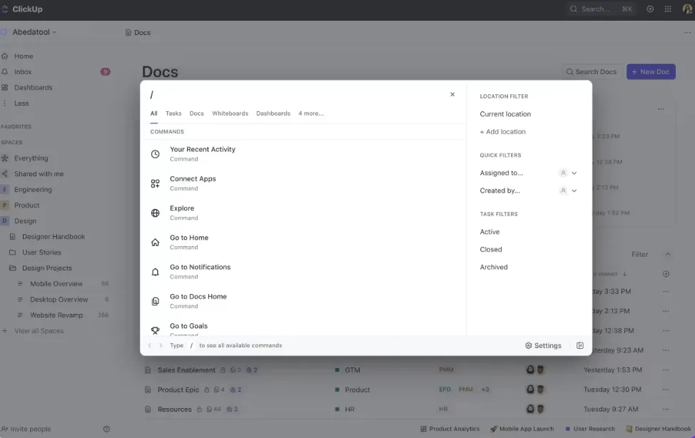 Pesquisa conectada do ClickUp: como organizar o Google Drive