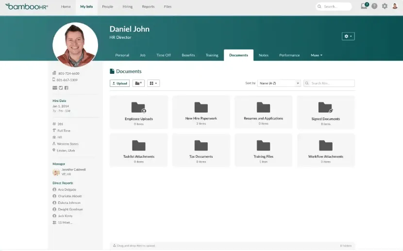 Registros de empleados de BambooHR