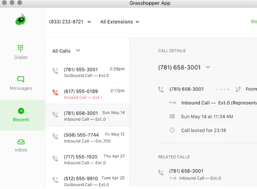 Migliore soluzione di comunicazione aziendale: Grasshopper: ideale per le piccole imprese che necessitano di un sistema telefonico virtuale
