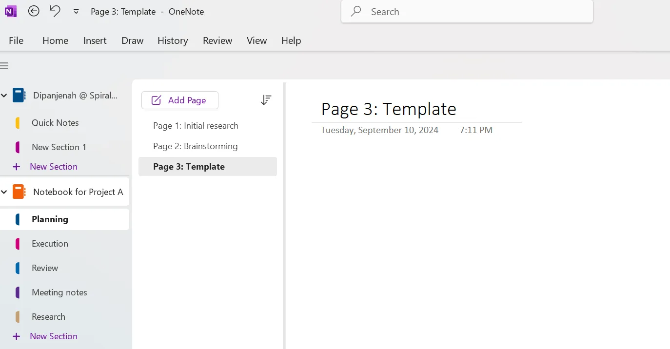 Jak organizovat OneNote – Navigace na stránce
