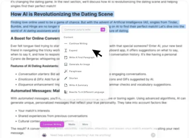Junia AI Text Expander