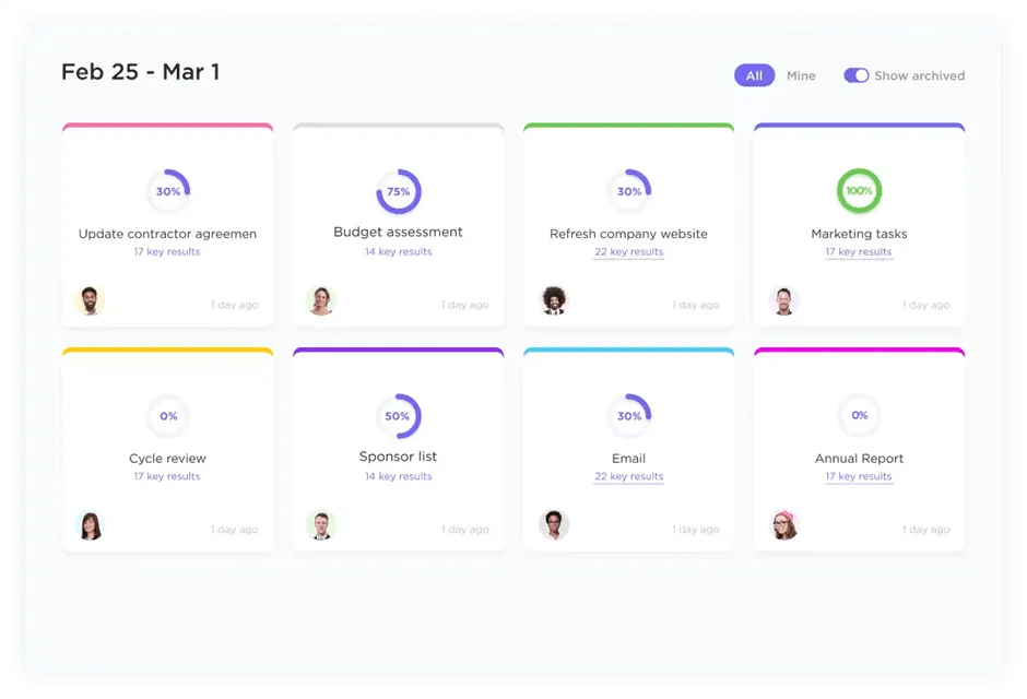 ClickUp Metas para crear campañas de reclutamiento