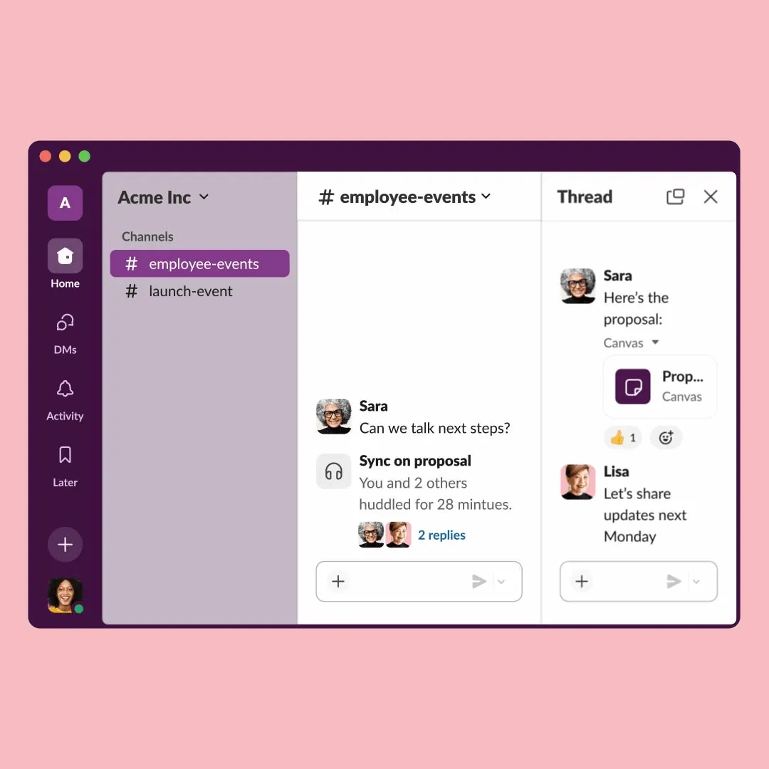Schnelle Meetings mit Huddles: Slack vs. WhatsApp