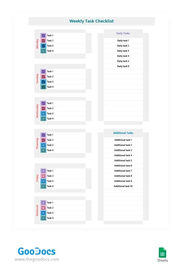 Modèle de liste de tâches Google Sheets