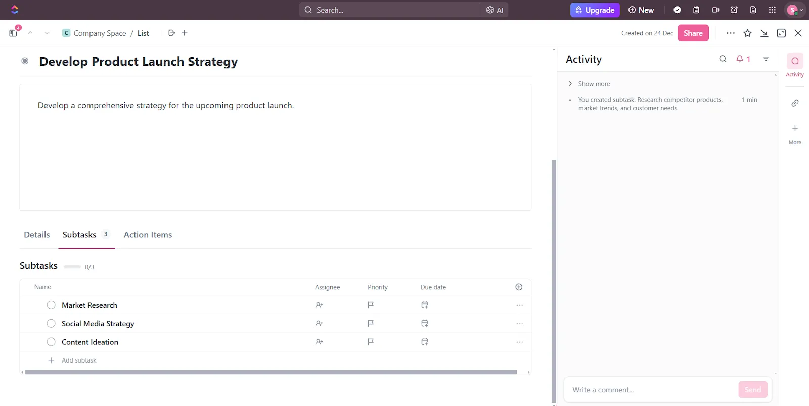 สร้างงานย่อยใน ClickUp Tasks เพื่อติดตามความคืบหน้าของทีมได้ง่ายขึ้น : เจเนอเรชั่น Z และมิลเลนเนียลในที่ทำงาน