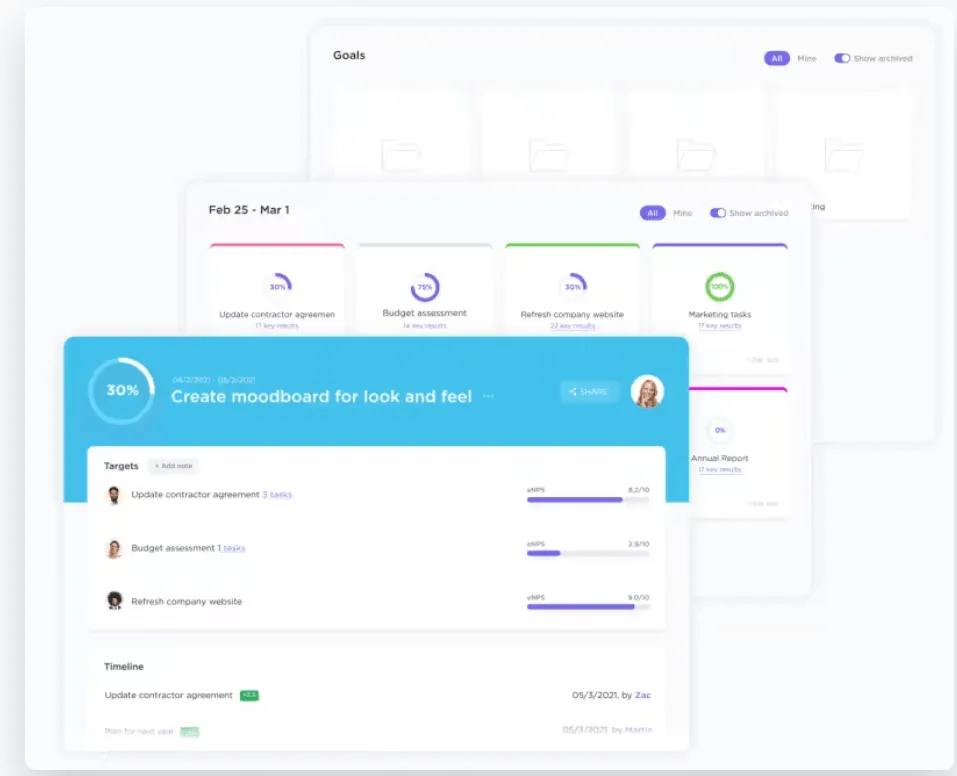 Objectifs ClickUp : domaines à améliorer au travail