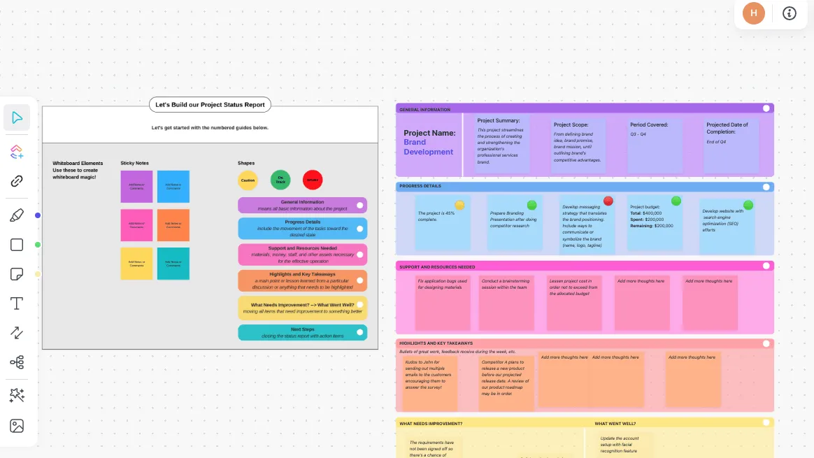 Modèle de rapport de statut du projet par ClickUp