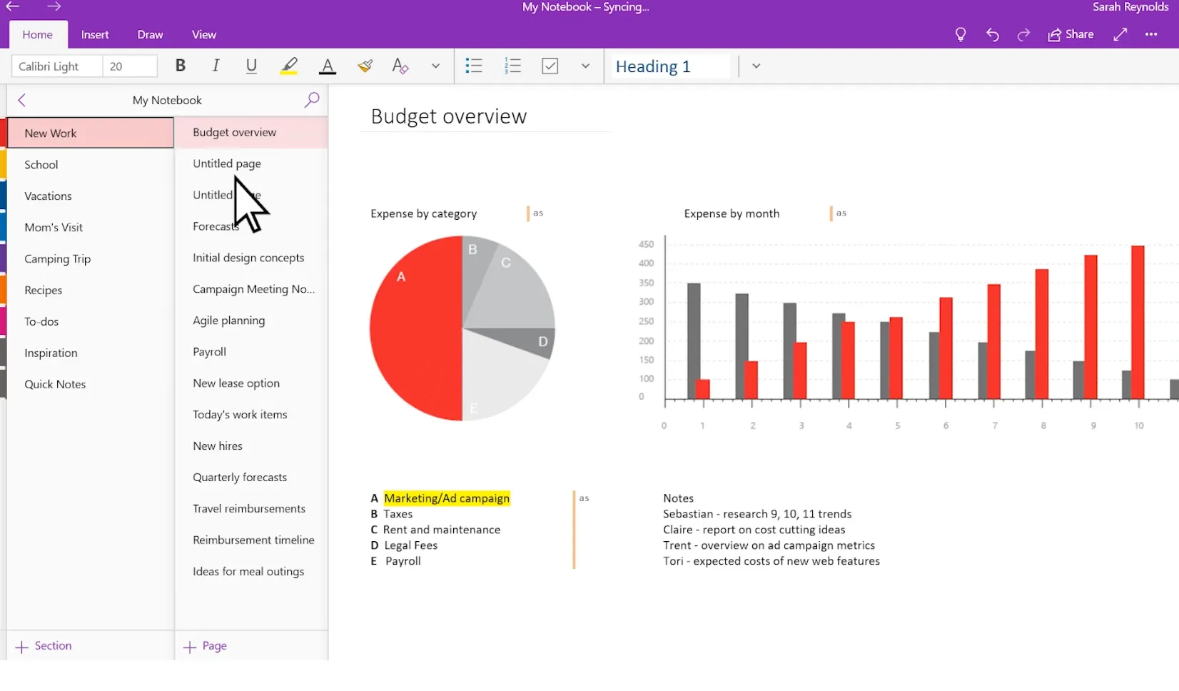 Microsoft OneNoteでメモを作成する