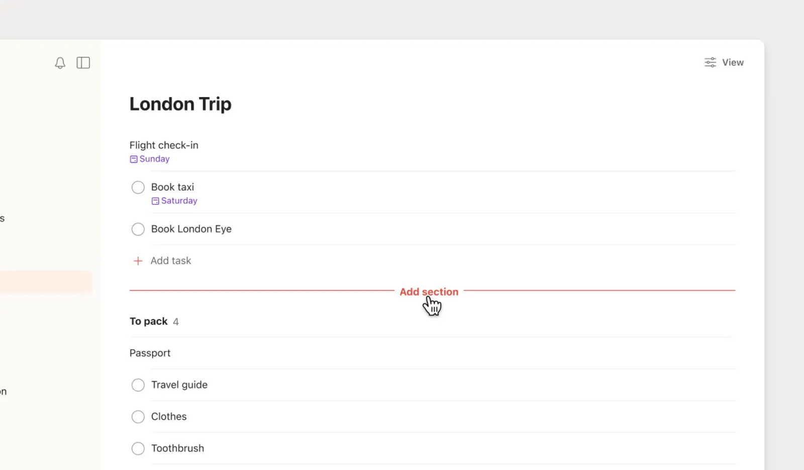 Kişisel görev yönetimi için Todoist'teki görevler
