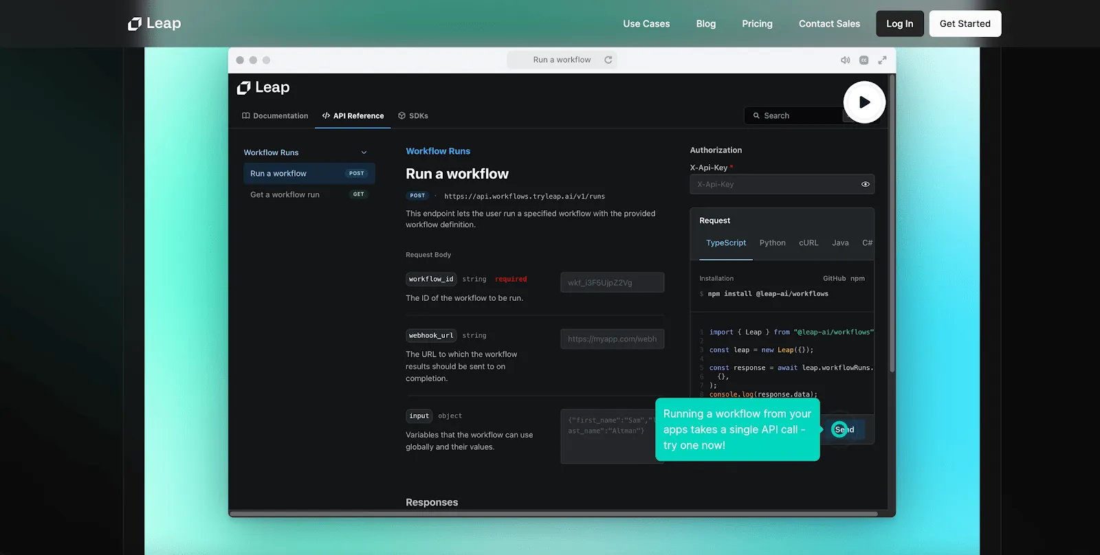 Générateur de flux de travail automatisé de Leap IA