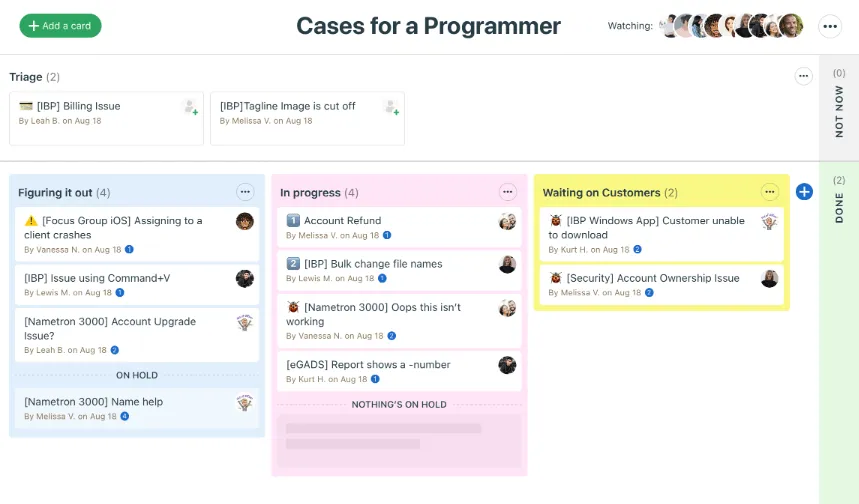 Basecamp Kanban-Board
