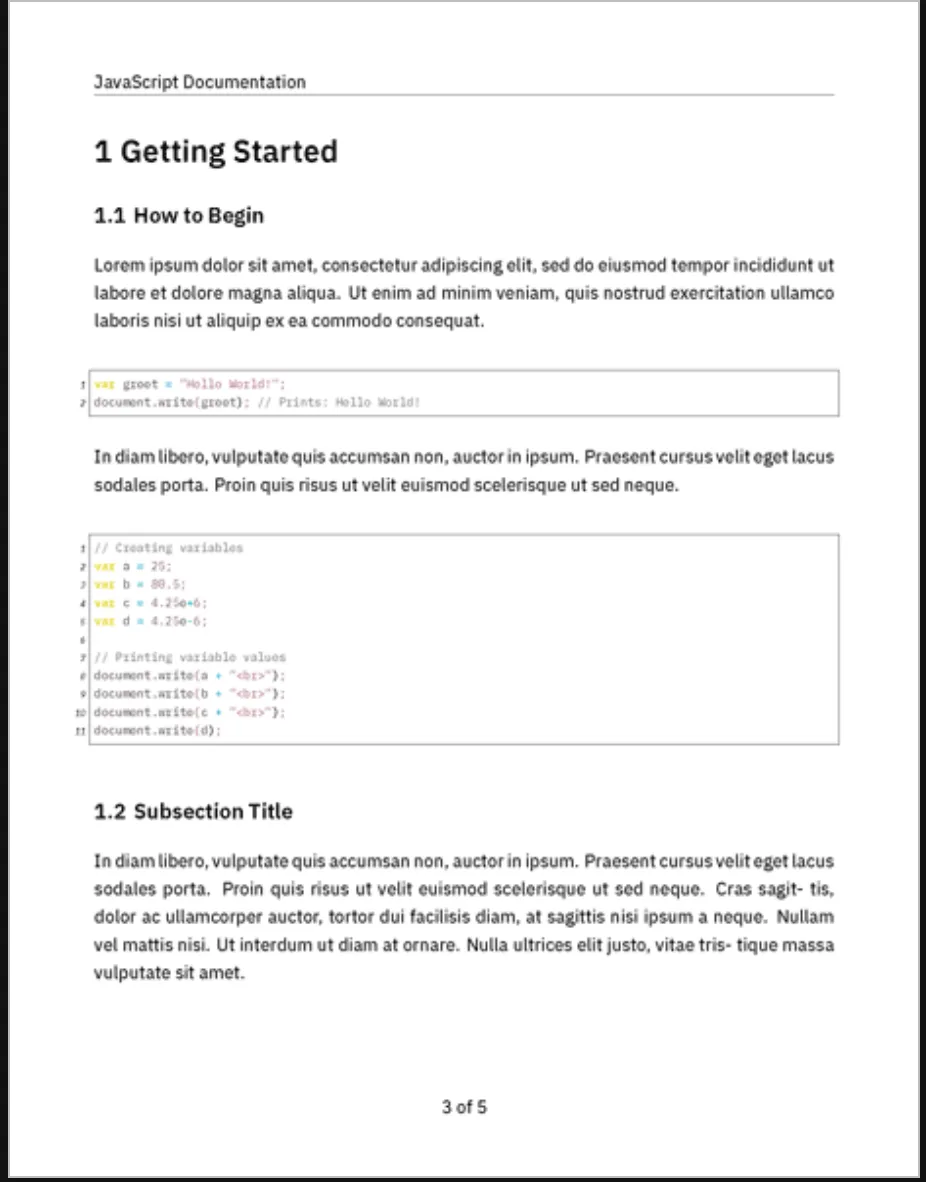 เทมเพลตเอกสารโค้ดของ JotterPad: เทมเพลตเอกสารโค้ด