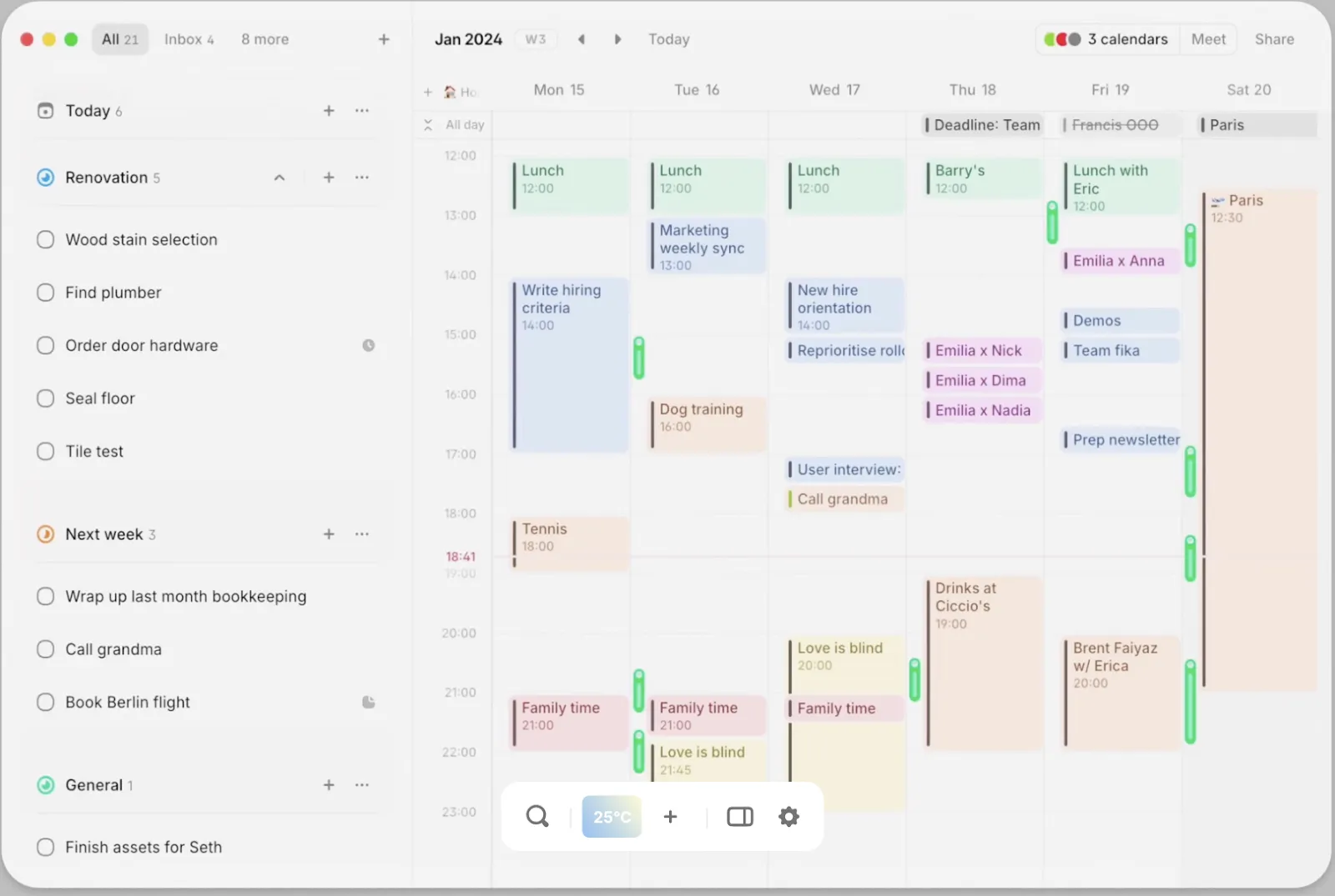 Amie kalender: alternatief voor Sunsama