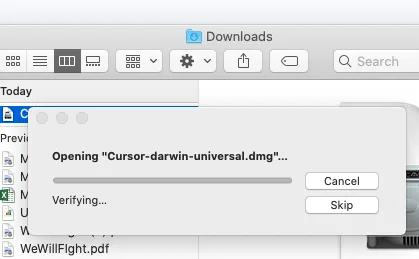 Ejecute el proceso de instalación en Cursor.